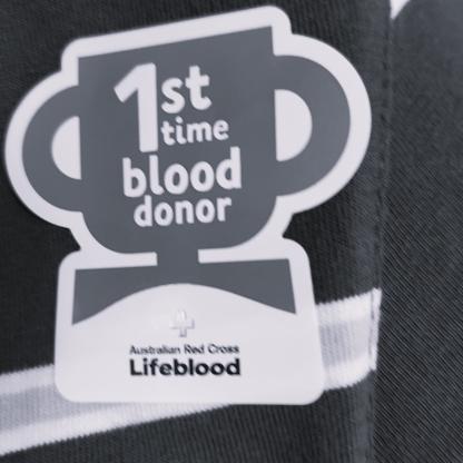 A first time blood donor sticker