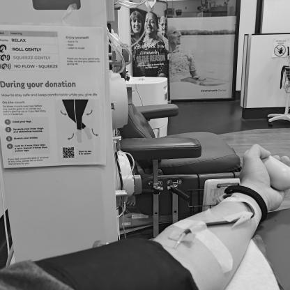 needle in an arm during a donation