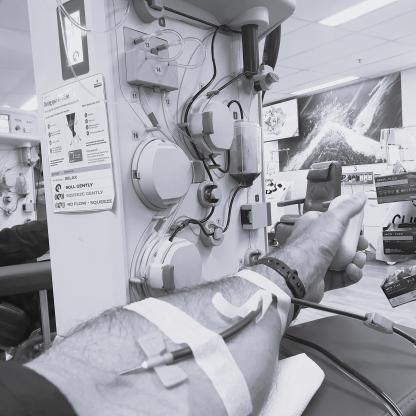 needle in an arm during a donation