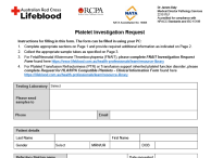 Platelet Investigation Request form image