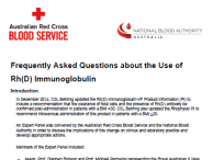 Frequently Asked Questions about the use of Rh(D) Immunoglobulin