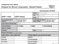 WA Request for blood components - named patient