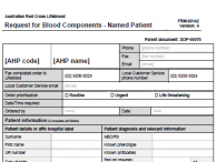 Brisbane Request for blood components - named patient