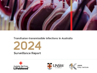 2024 Transfusion-transmissible infections in Australia surveillance report front page image