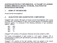 Octagam 10% product information