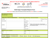 Image of New South Wales (NSW) Solid Organ Transplant Request form