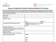Approval to Supply Blood Products to Australian Residents for Use Overseas