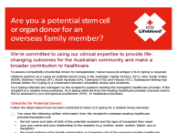 image of information sheet for stem cell or organ donor testing