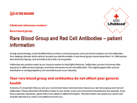 image of rare blood group and antibodies information sheet