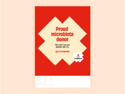 social tile for microbiome donors saying proud microbiota donor