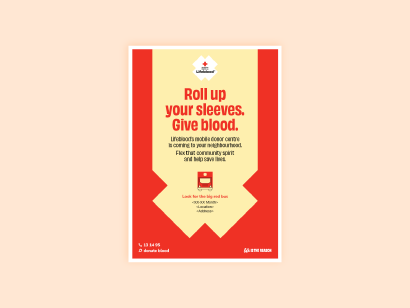 An image of an A4 poster notifying of a Lifeblood Mobile Donor Centre visiting a neighbourhood at select dates