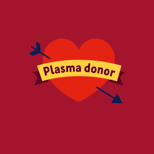 Illustration of a heart with the words 'Plasma donor' on it