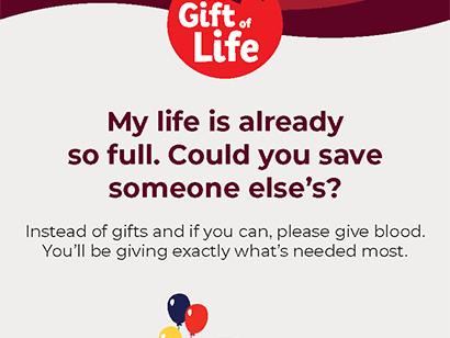 gift of life card single invitation