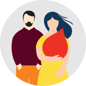 icon of couple holding a blood drop