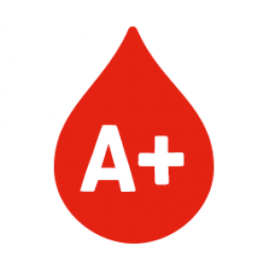 illustration of a red A positive blood drop
