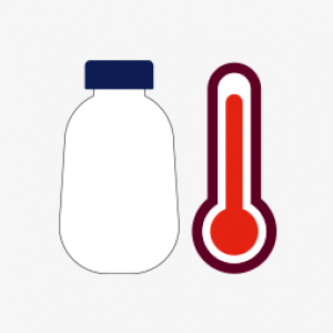 illustration of a container of milk next to a thermometer