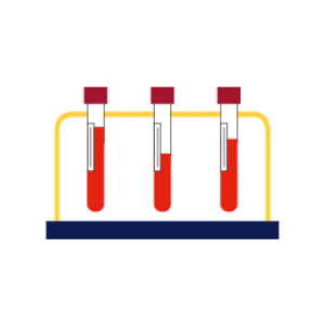illustration of three test tubes containing blood on a rack