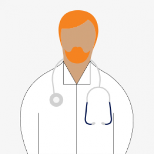 illustration of a doctor in a white coat with stethoscope