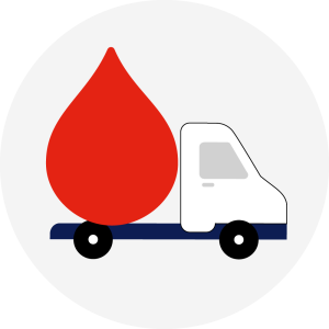 illustration of a truck with a large red blood droplet on its tray