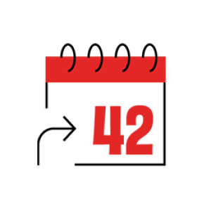 icon of a calendar with the number 42