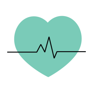 blue heart with heart rate