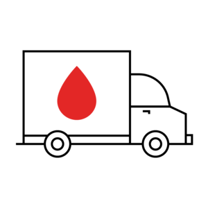 illustration of a truck with a red droplet on the side