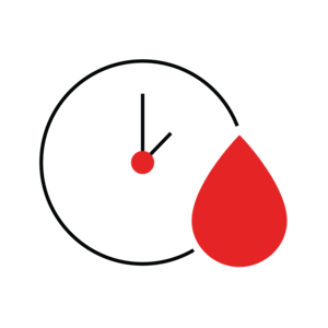 icon of a clock and blood droplet