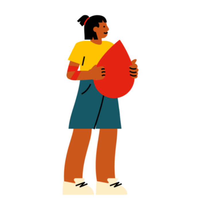 illustration of a person holding a blood droplet