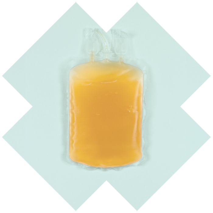 a bag containing yellow plasma