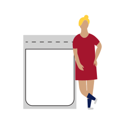 illustration of a woman leaning against a container