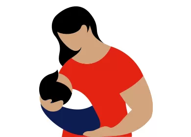 Illustration of a mother holding a child