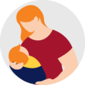 illustration of a mother holding a baby