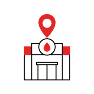 a donor centre with a place marker